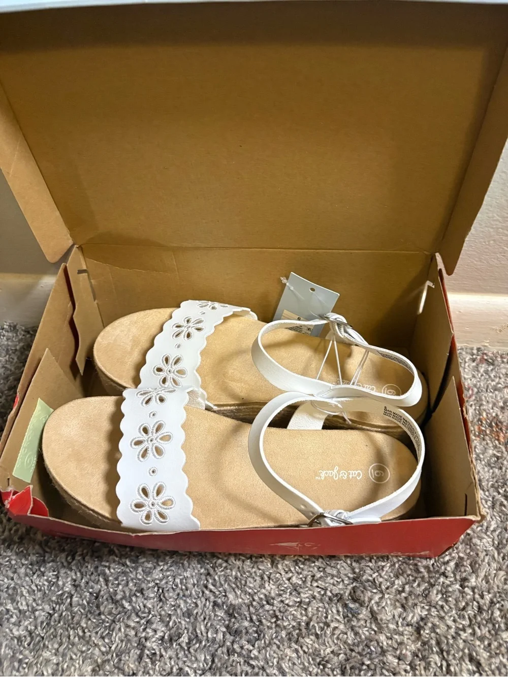 Cat & Jack White Floral Cutout Platform Sandals